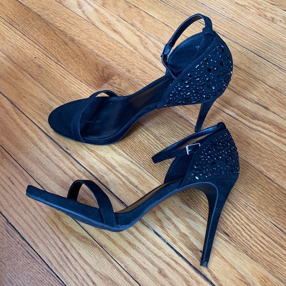 NINE WEST Black Suede Ankle Strap Heels - Picture 3 of 4